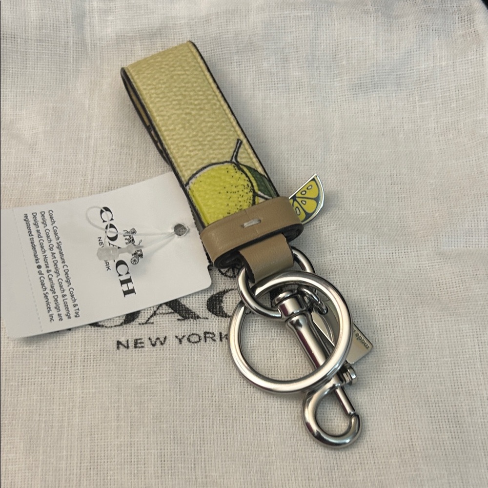 Coach Lemon Trigger Snap Pattern Leather Keychain… - image 3
